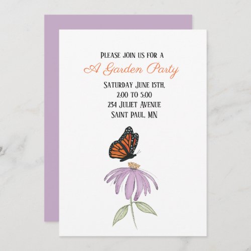 Butterfly on Cone Flower Invitation