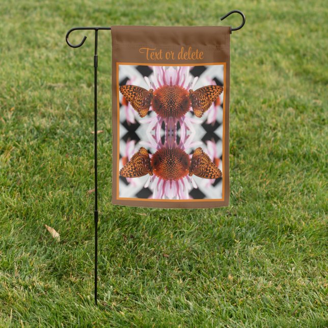 Butterfly On Coneflower Abstract Personalized Garden Flag (In SItu)