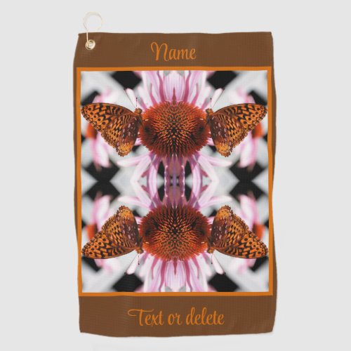 Butterfly On Coneflower Abstract Personalized Golf Towel