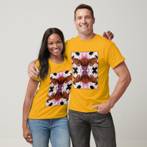 Butterfly On Coneflower Abstract T_Shirt