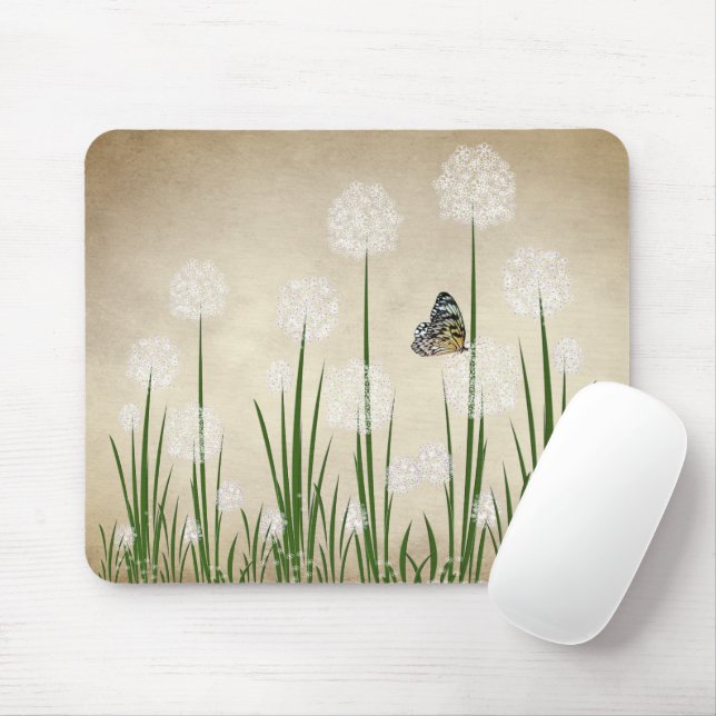 Butterfly On Dandelion Mouse Pad (With Mouse)