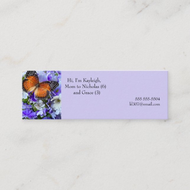 Butterfly on fairy primroses Mom Mini Business Card (Front)