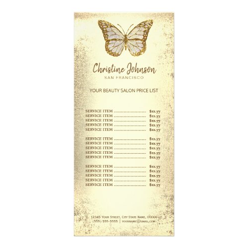 butterfly on faux gold foil rack card