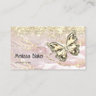 butterfly on faux gold sparkle business card