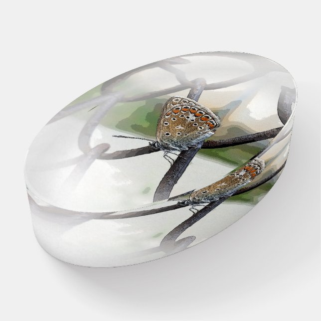 butterfly on fence paperweight (Angled)