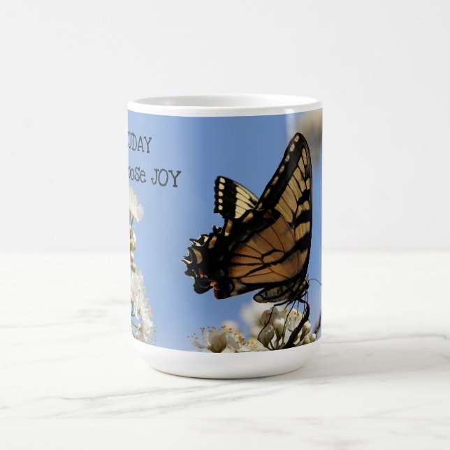 Butterfly on Floral: Today I Choose Joy Coffee Mug (Center)