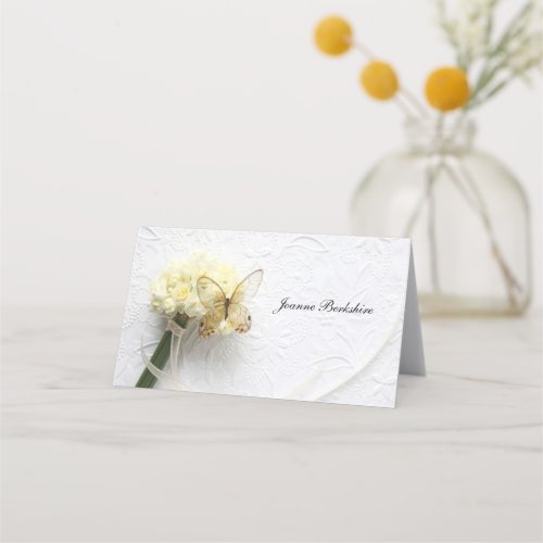 Butterfly on flower bouquet place card