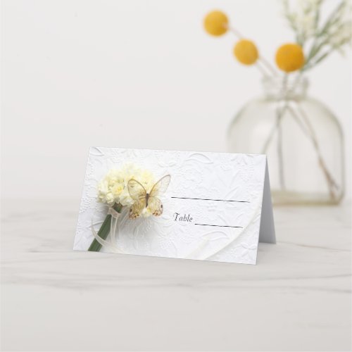 Butterfly on flower bouquet place card