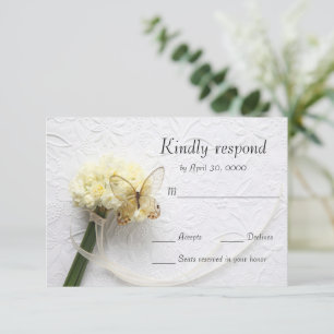 Butterfly on flower bouquet RSVP card
