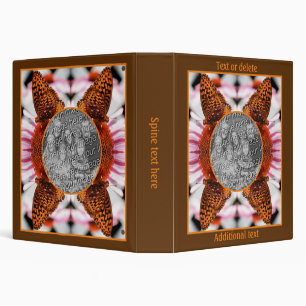Butterfly On Flower Frame Create Your Own Photo 3 Ring Binder