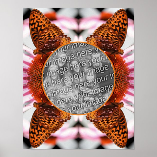 Butterfly On Flower Frame Create Your Own Photo Poster (Front)