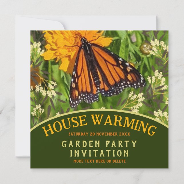 Butterfly on Flower Garden Housewarming Party Invitation (Front)