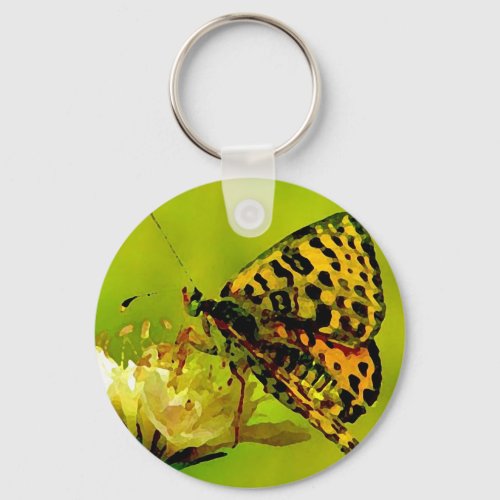 Butterfly on Flower Keychain