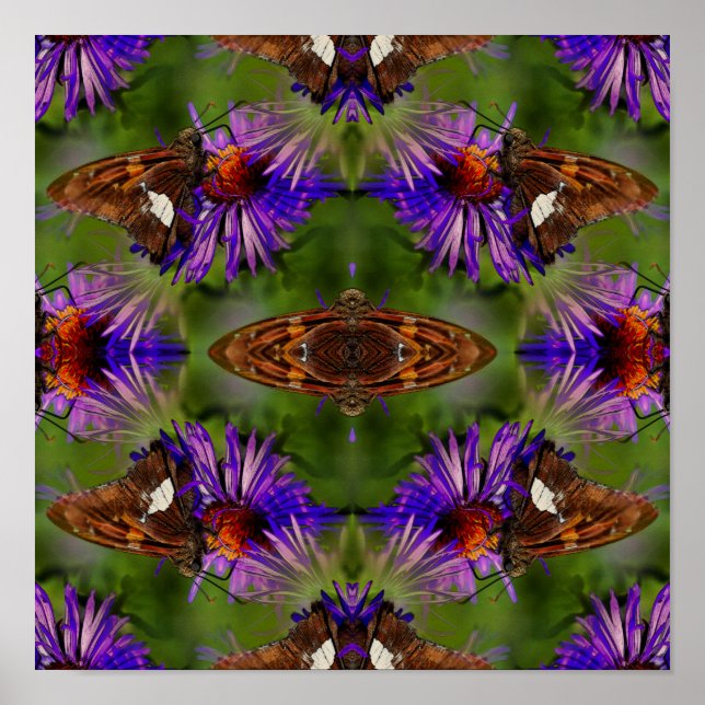 Butterfly On Flower Nature Art Abstract  Poster (Front)