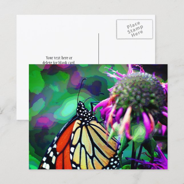 Butterfly On Flower Nature Art Personalized Postcard (Front/Back)