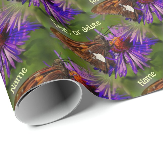 Butterfly on Flower Nature Art Personalized Wrapping Paper (Roll Corner)