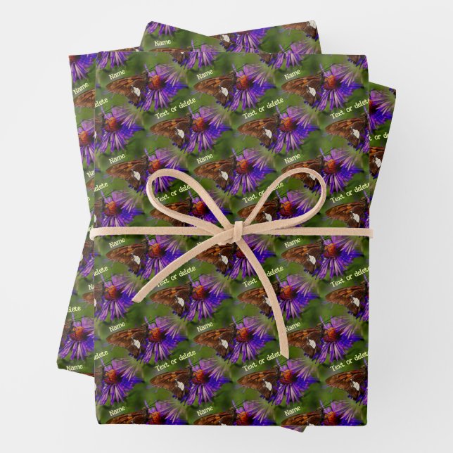Butterfly on Flower Nature Art Personalized Wrapping Paper Sheets (In situ)