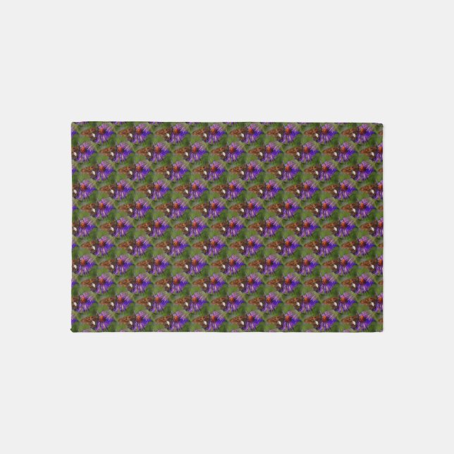 Butterfly On Flower Nature Art Rug (Front)