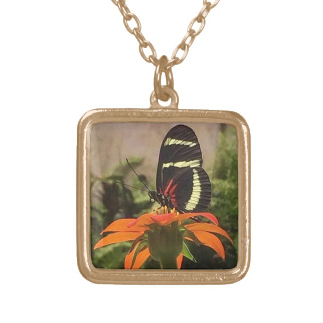 Butterfly on flower necklace (Front)