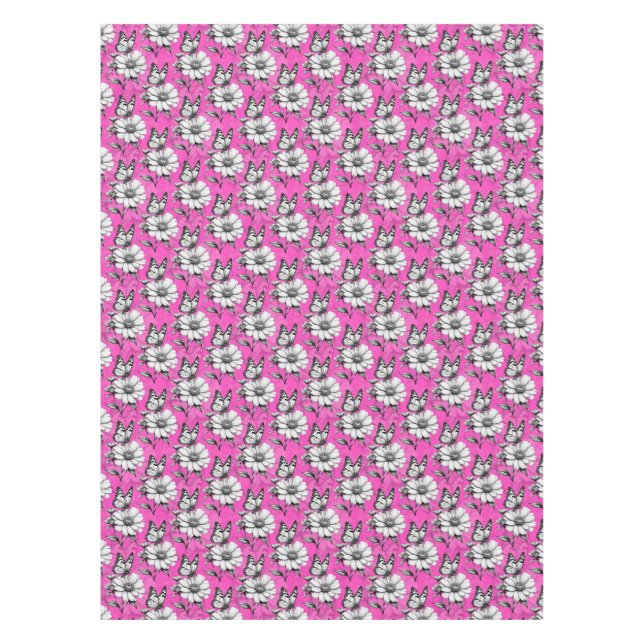 Butterfly On Flower Pattern Pink Design   Tablecloth (Front)