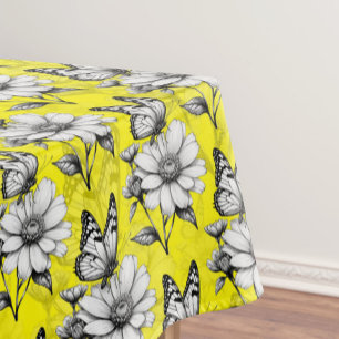 Butterfly On Flower Pattern Yellow Design   Tablecloth