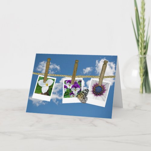 Butterfly on Flower Photo Birthday Card
