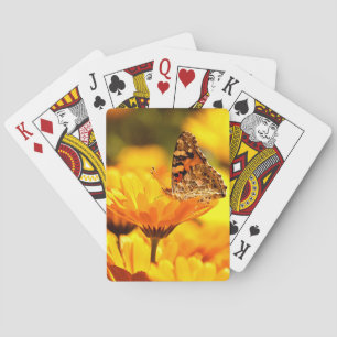Butterfly on flower poker cards