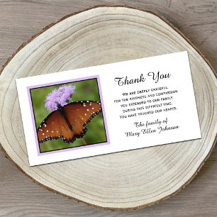 Butterfly on Flower Sympathy Thank You Card