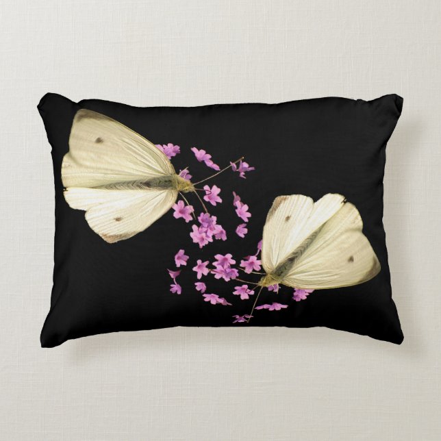 Butterfly on Flowers Accent Pillow (Front)