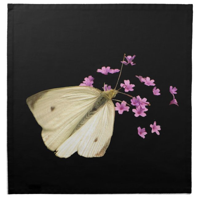 Butterfly on Flowers Cloth Napkin (Front)