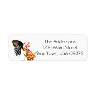 Butterfly on Flowers, customized address Label