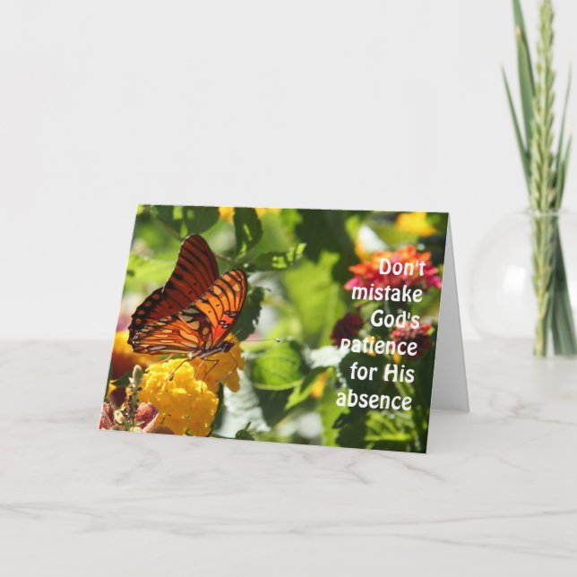 Butterfly on Flowers, Deuteronomy Verse, Easter Holiday Card (Front)