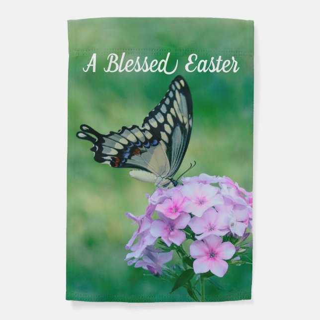 Butterfly On Flowers Garden Flag (Front)