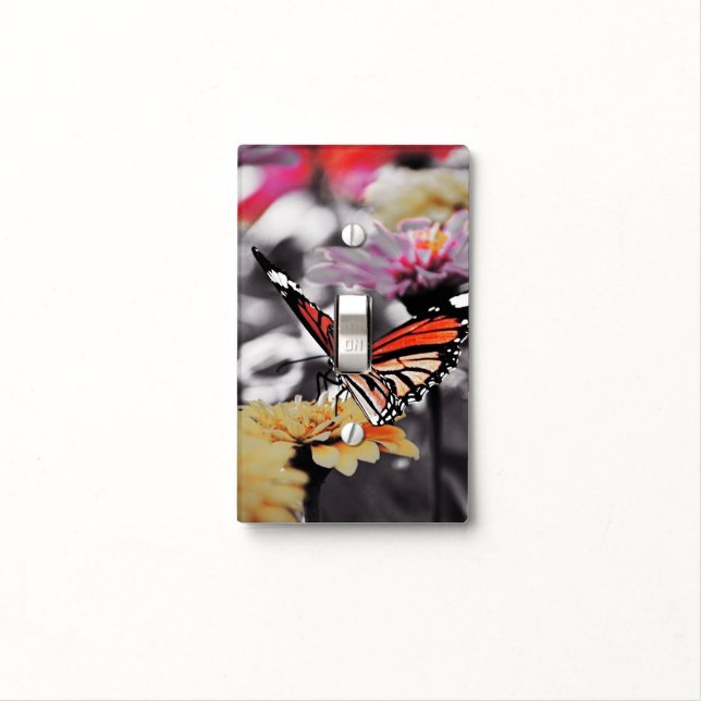 Butterfly on Flowers Light Switch Cover (In Situ)