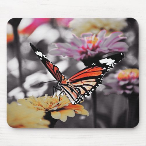 Butterfly on Flowers Mouse Pad