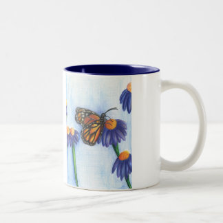Butterfly on Flowers Mug 11oz (White/Navy)
