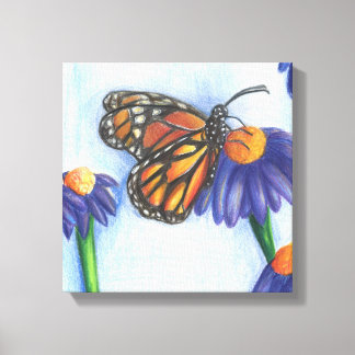 Butterfly on Flowers Wrapped Canvas (12" x 12") Print