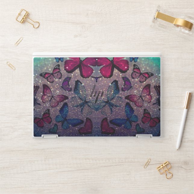 Butterfly on Glitter HP Laptop Skin (Desk)