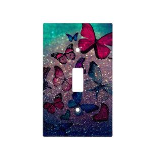 Butterfly on Glitter Light Switch Cover