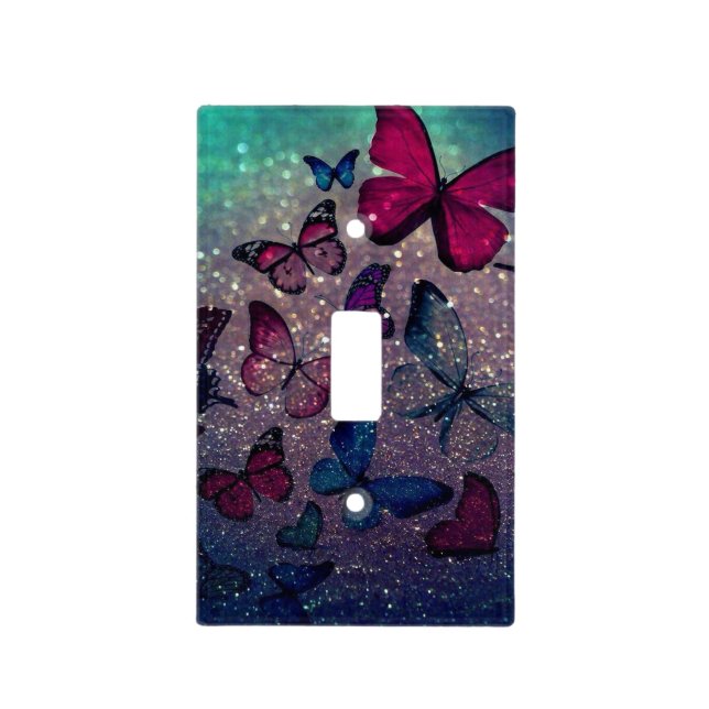 Butterfly on Glitter Light Switch Cover (Front)