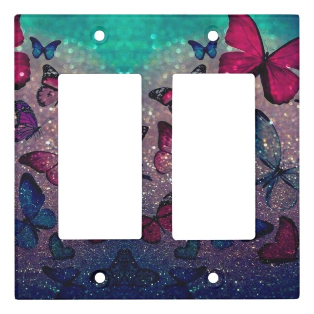 Butterfly on Glitter Light Switch Cover (Front)