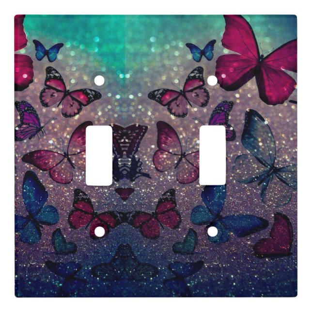 Butterfly on Glitter Light Switch Cover (Front)