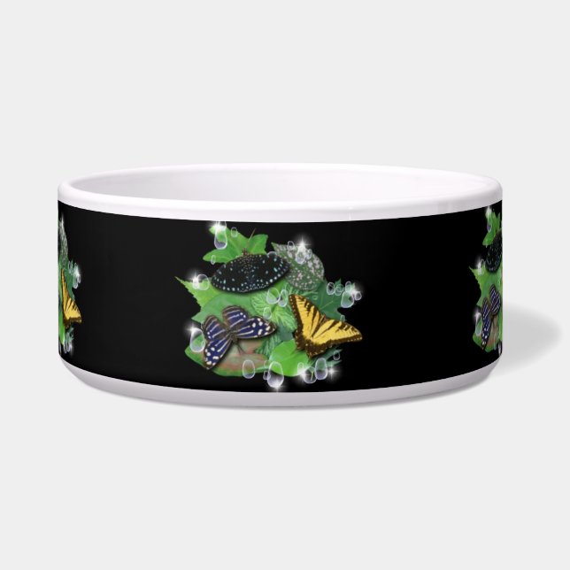 Butterfly on green leaf and Raindrops Bowl (Front)