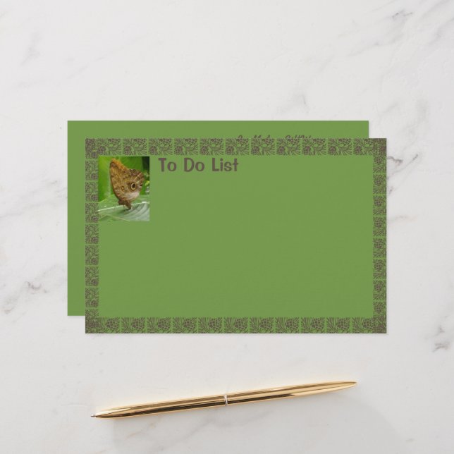 Butterfly On Green Stationery (Front/Back In Situ)