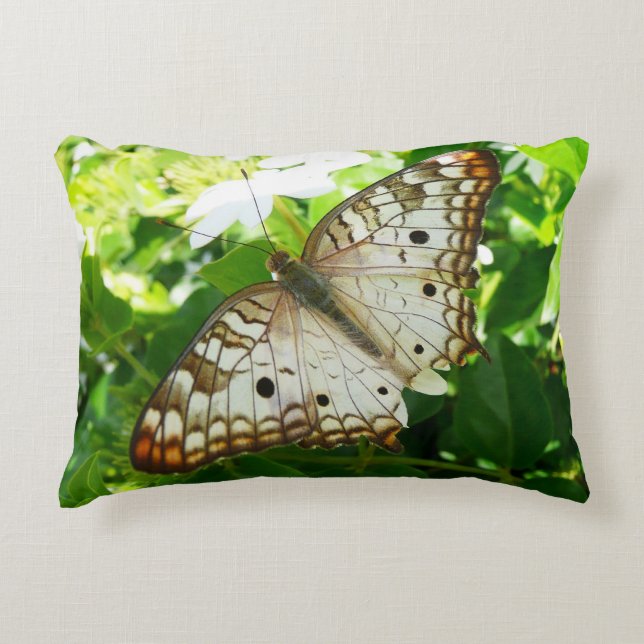 Butterfly on Jasmine Tropical Nature Photography Accent Pillow (Front)