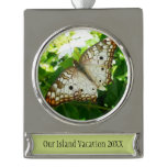 Butterfly on Jasmine Tropical Nature Photography Silver Plated Banner Ornament