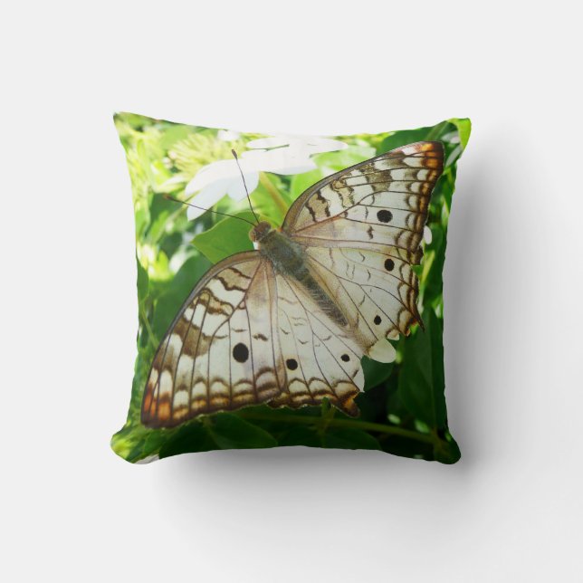 Butterfly on Jasmine Tropical Nature Photography Throw Pillow (Front)