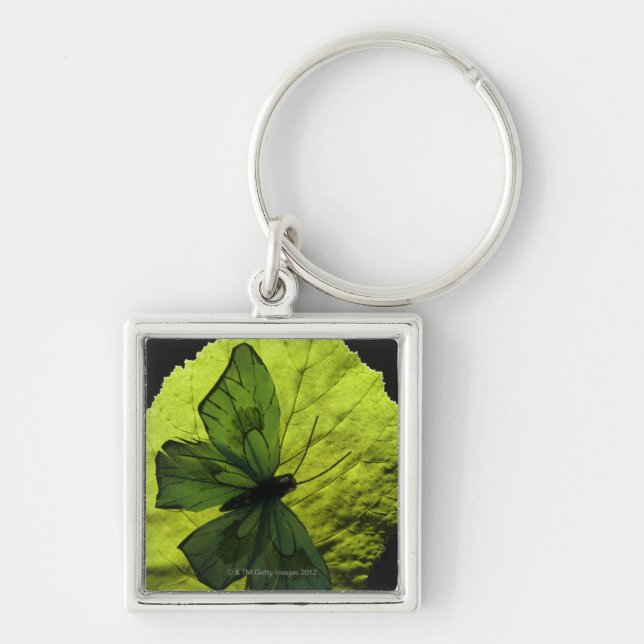 Butterfly on leaf keychain (Front)