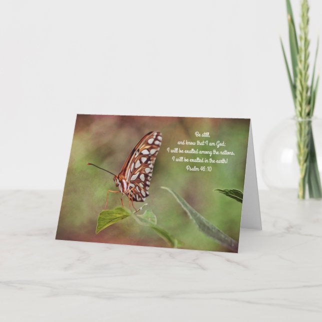 Butterfly on Leaves Scripture Card Psalm 46:10 (Front)