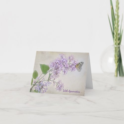 Butterfly On Lilac Butterfly Sympathy Thank You Card